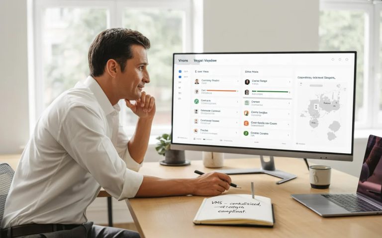 Professional exploring a VMS platform interface