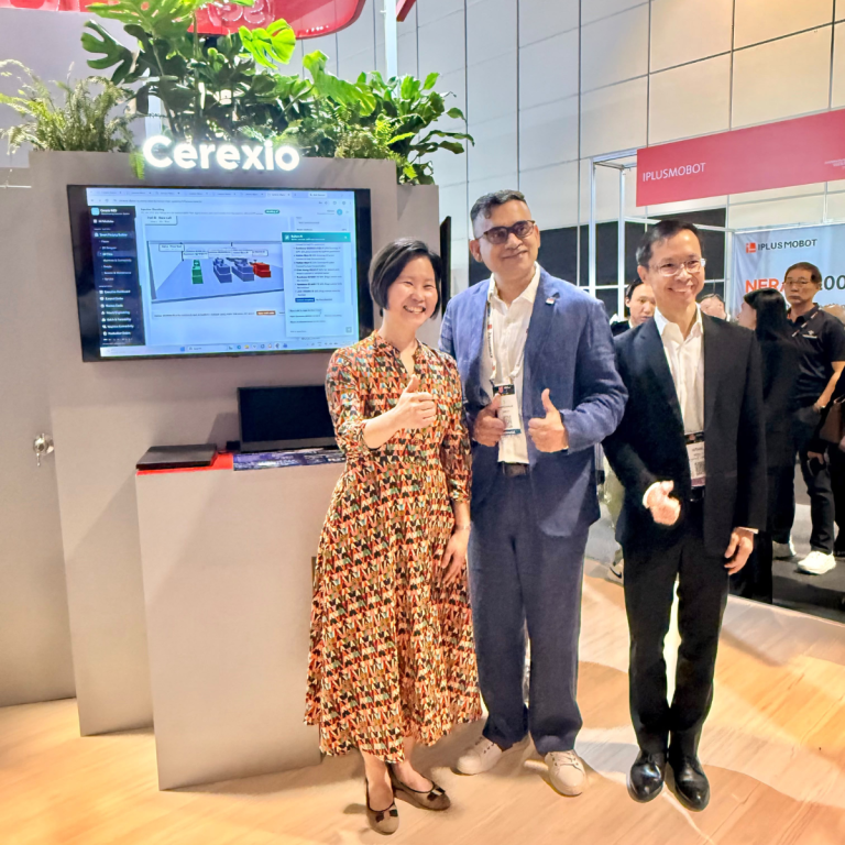 Ms Gan Siow Huang posing for a picture with Cerexio CEO Mr. Gowrishankar and Mr Zeng Yi Wong (Assistant Managing Director at Enterprise Singapore) - 2