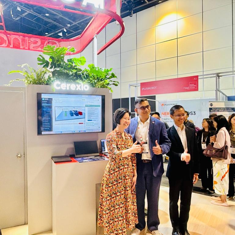 Ms Gan Siow Huang posing for a picture with Cerexio CEO Mr. Gowrishankar and Mr Zeng Yi Wong (Assistant Managing Director at Enterprise Singapore) - 3